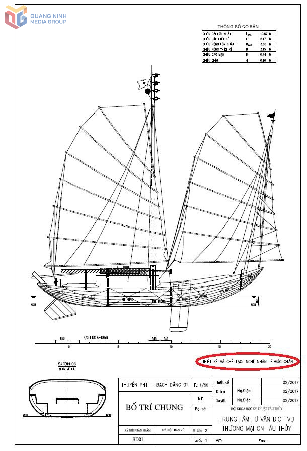 Bản vẽ thiết kế con thuyền.