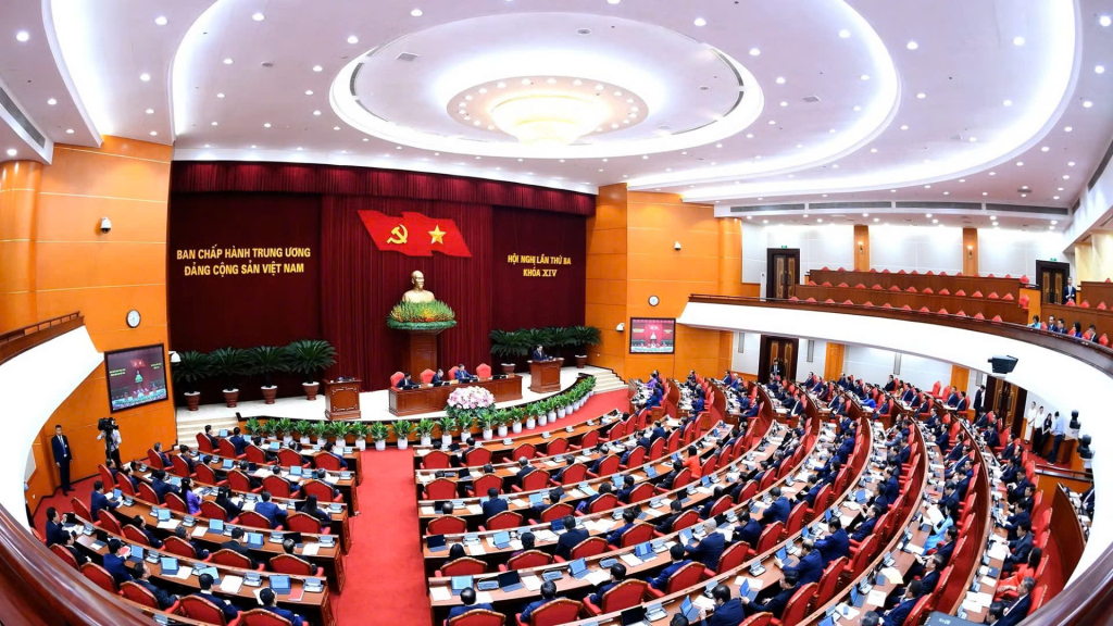  Khai mạc Hội nghị lần thứ 3 Ban Chấp hành Trung ương Đảng Cộng sản Việt Nam khóa XIV. (Ảnh: ĐĂNG KHOA)