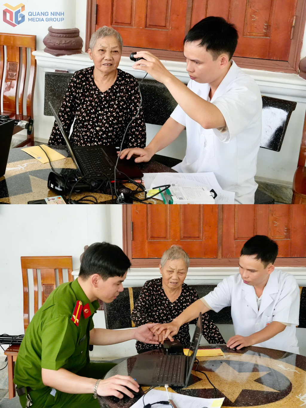 Bà Bùi Thị Ái (93 tuổi), chị gái liệt sĩ Bùi Tố Bật, hy sinh năm 1950, là một trong những trường hợp được lực lượng chức năng đến tận nhà lấy mẫu tại phường Bình Khê.