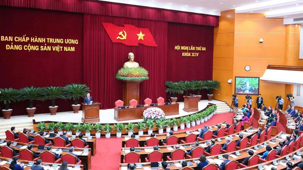 Hội nghị lần thứ ba Ban Chấp hành Trung ương Đảng Cộng sản Việt Nam khóa XIV. (Ảnh: ĐĂNG KHOA)
